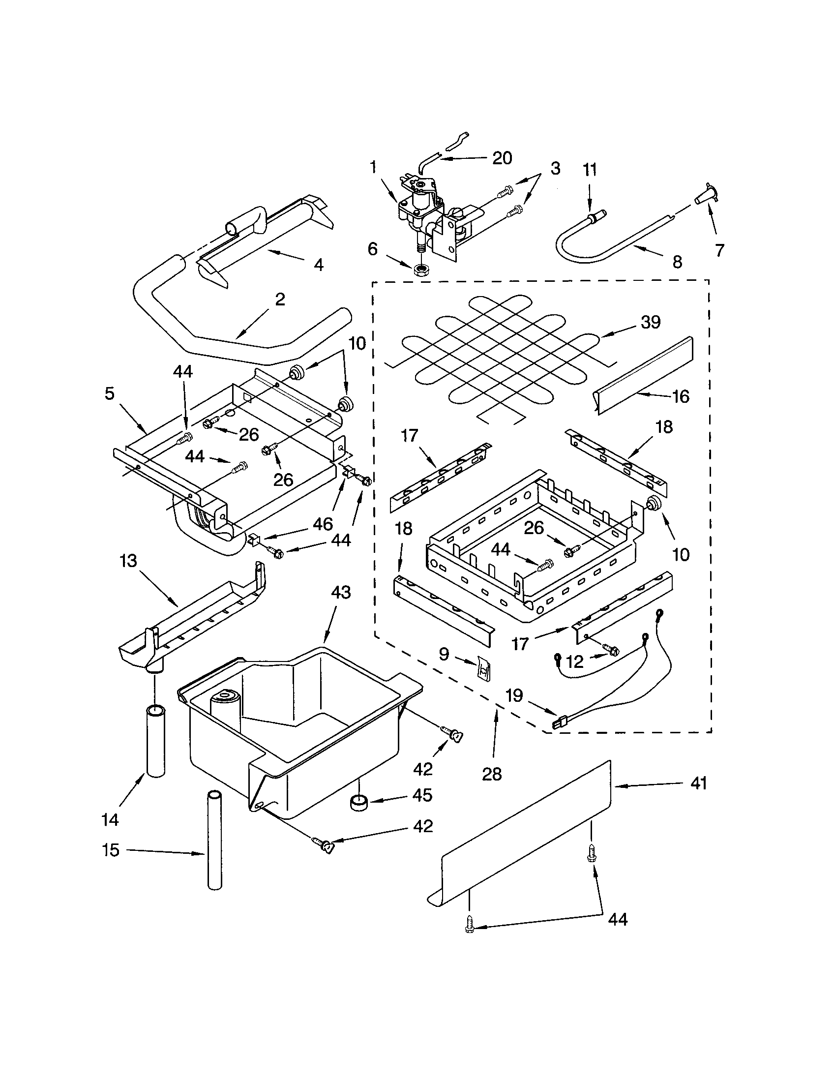 Evaporator/ice cutter grid/water