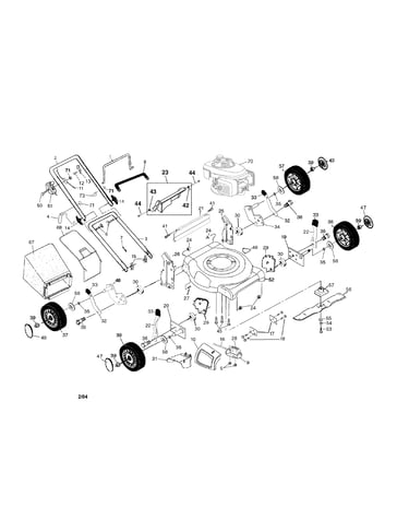 Engine/housing/handle/bag