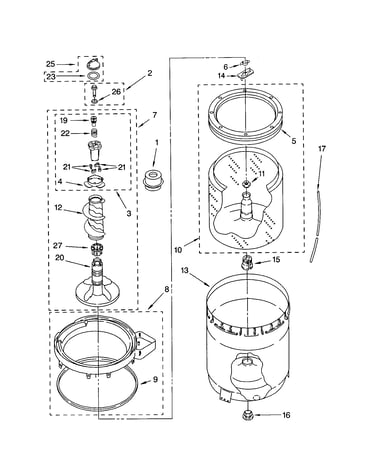 Agitator, basket and tub