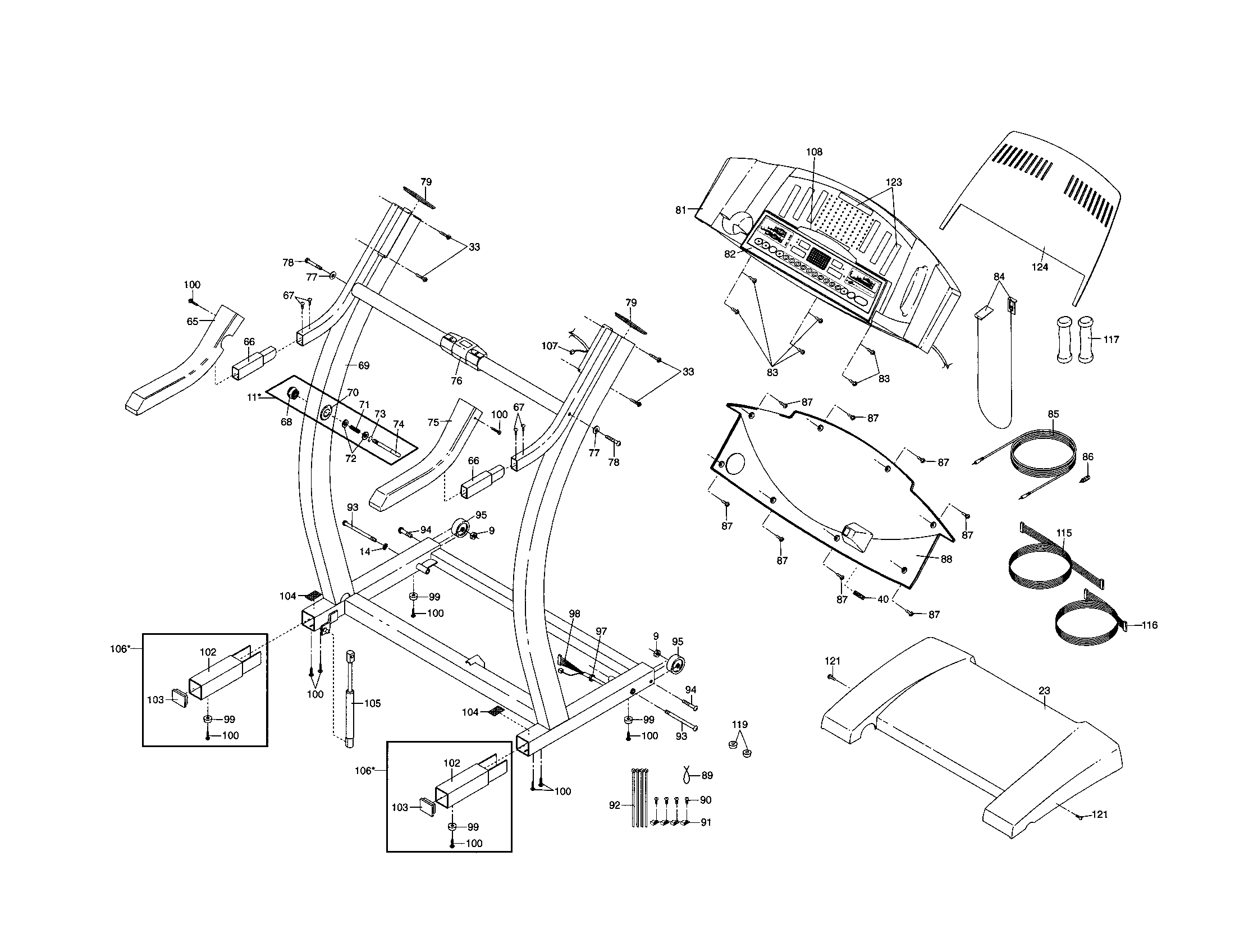 Console/handrail/motor hood