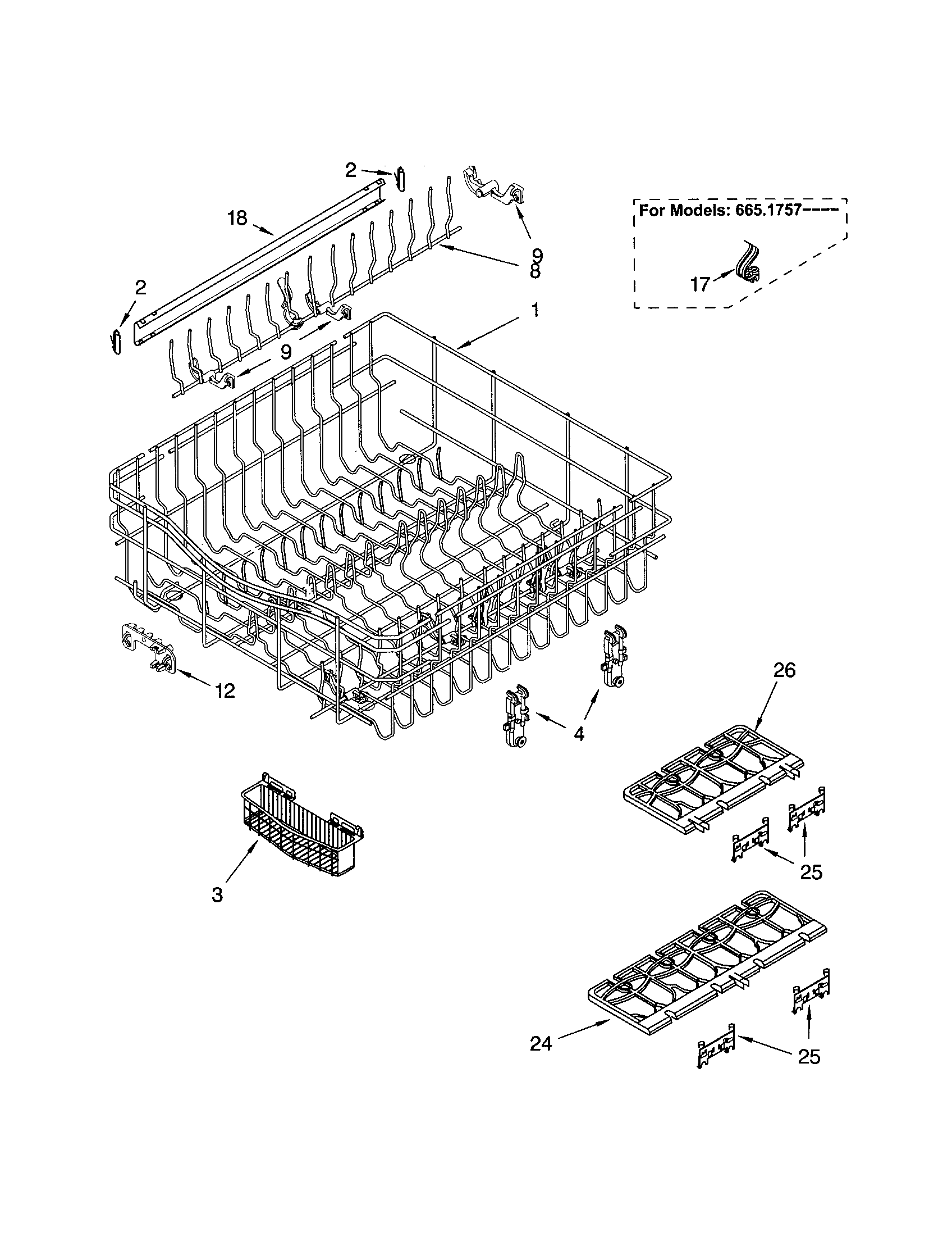 Upper rack and track