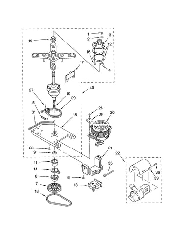 Transmission, motor and pump