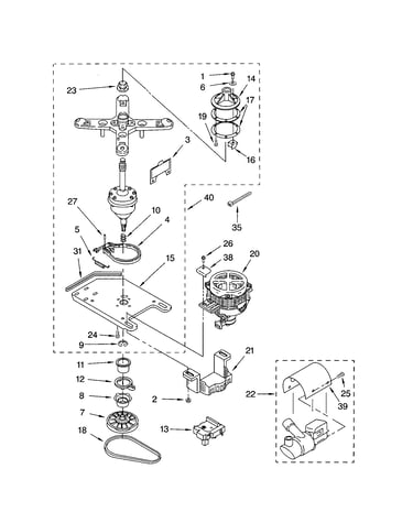 Transmission, motor and pump