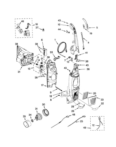 Dust compartment and motor