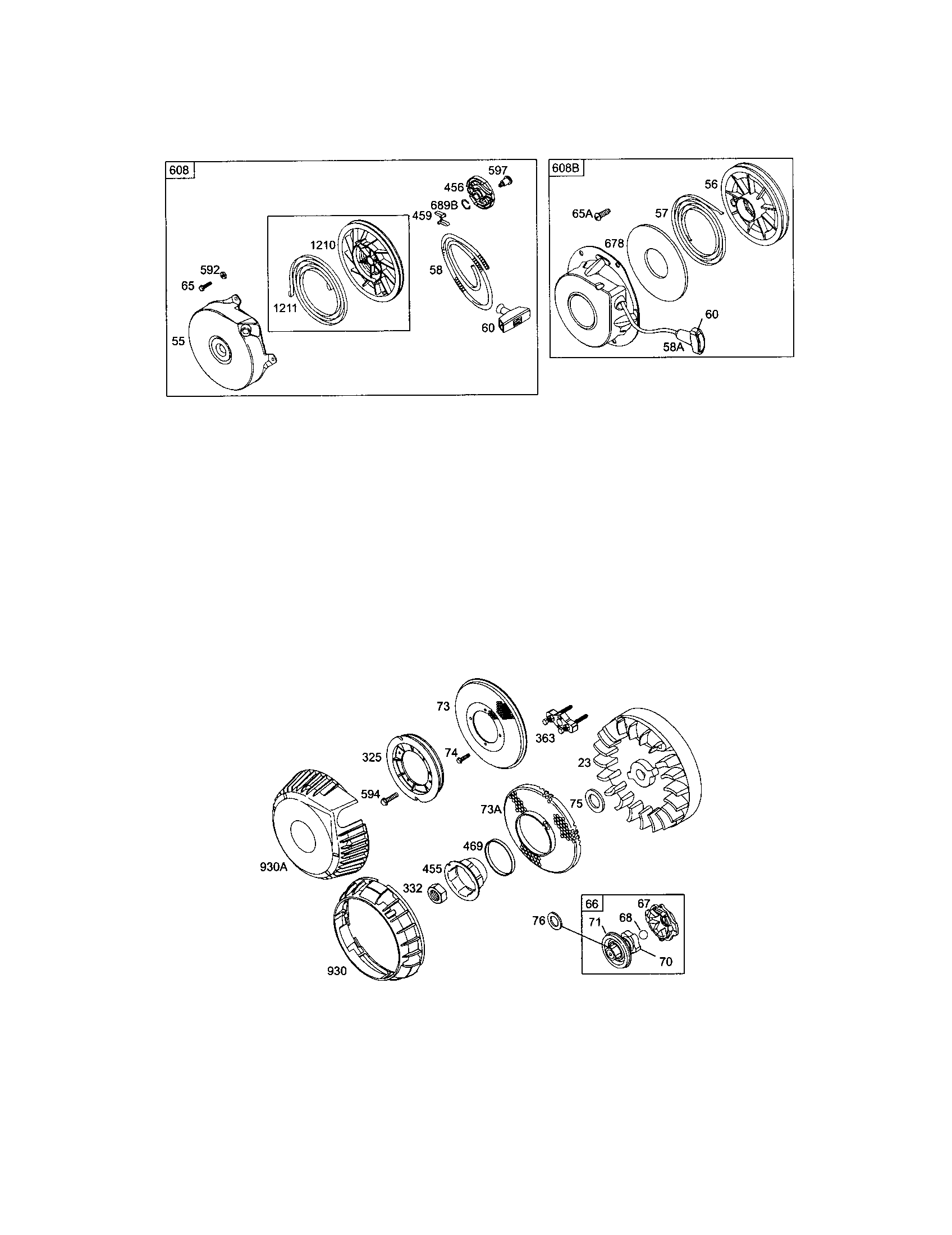 Starter-rewind/flywheel
