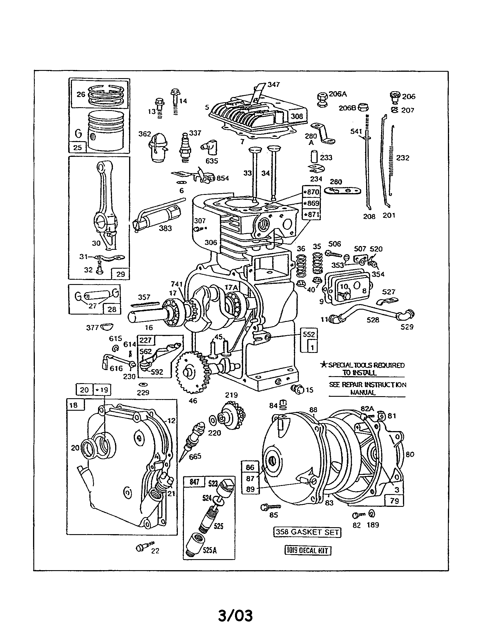 Cylinder head/crankcase/gearcase