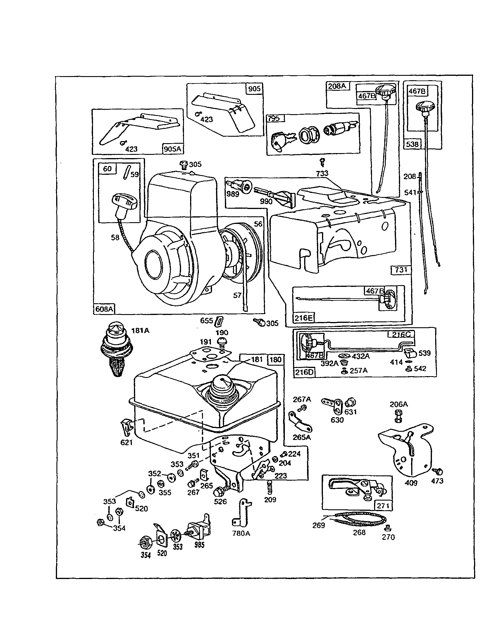 Starter-rewind/tank-fuel