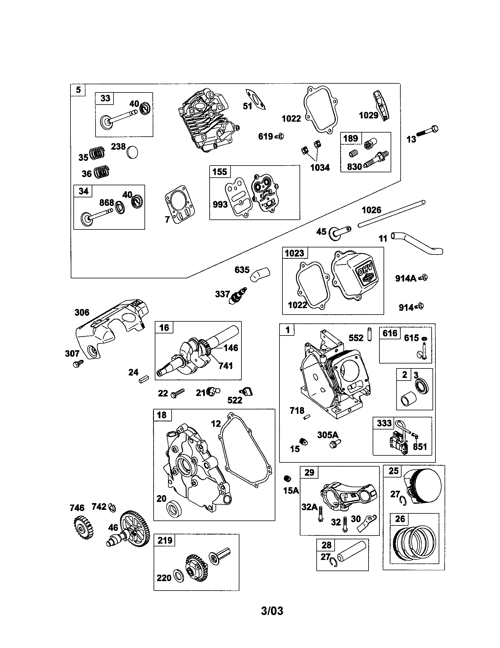Cylinder head/cylinder/crankshaft