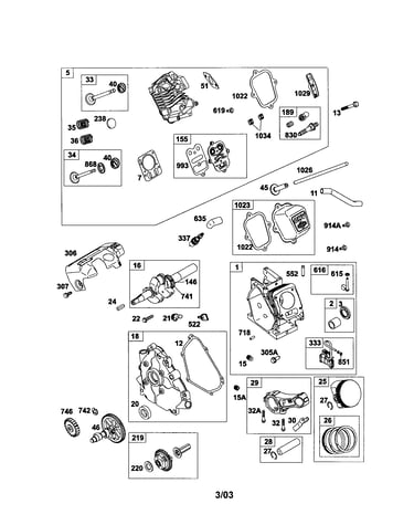 Cylinder head/cylinder/crankshaft