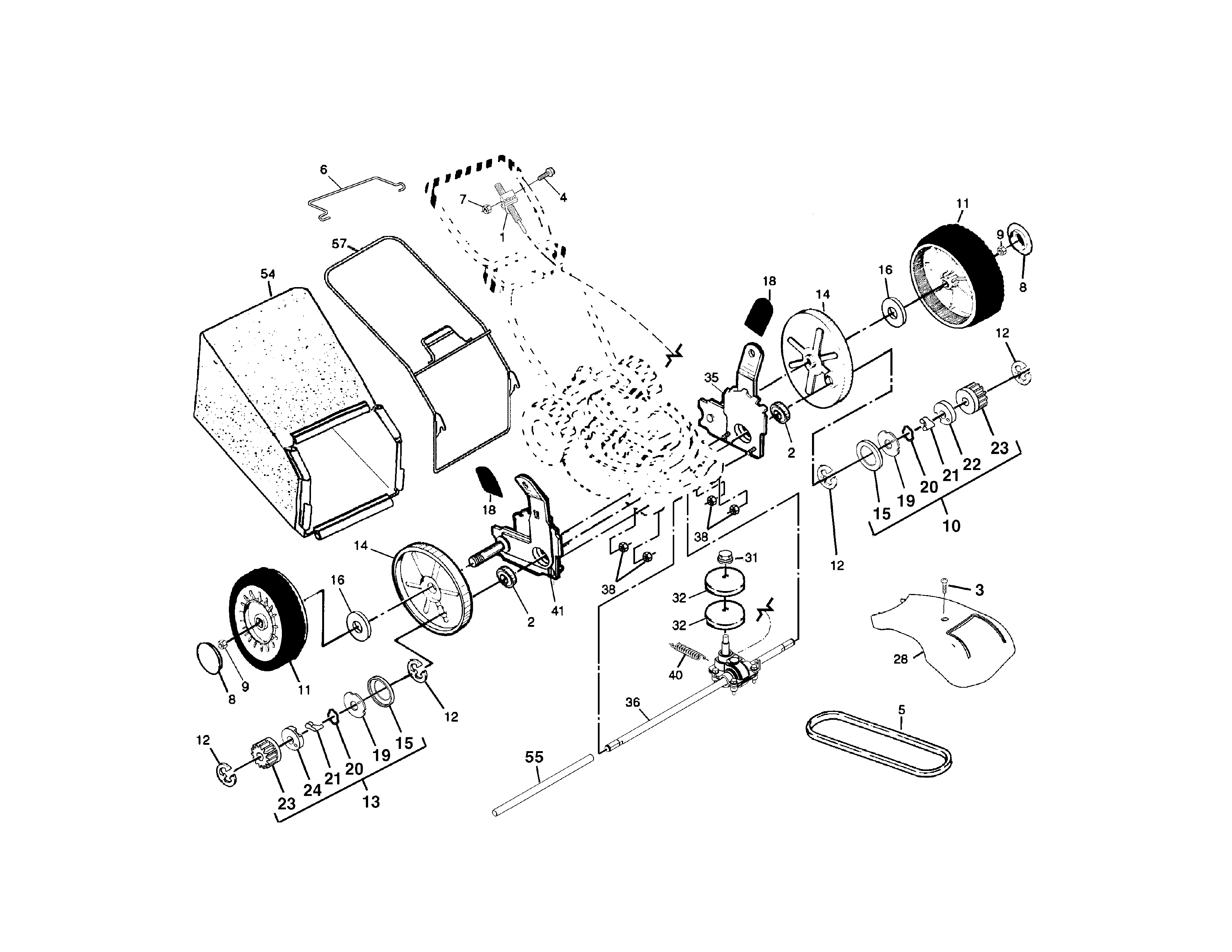 Wheels/tires/bag/gearcase/v-belt