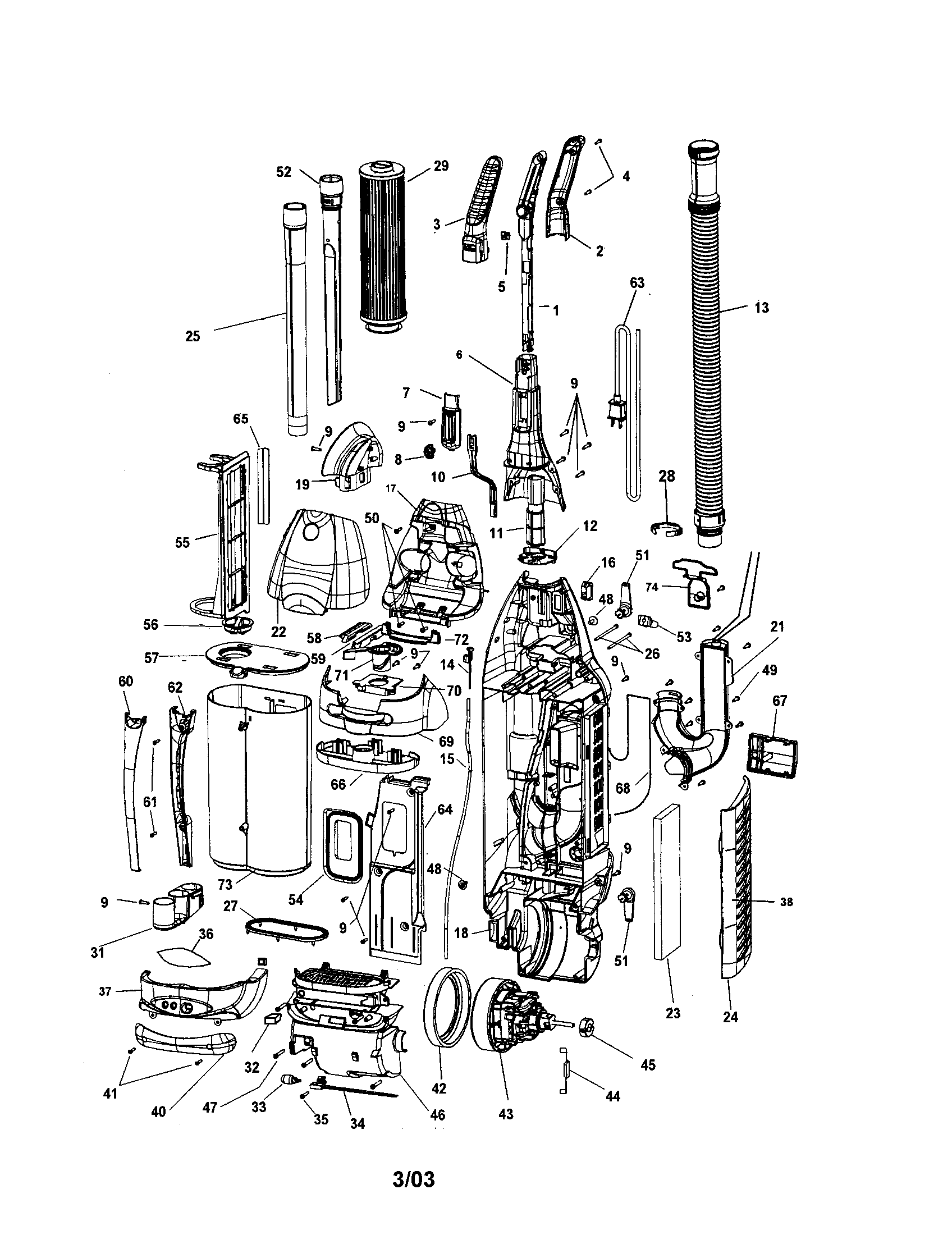 Handle/hose/motor cover