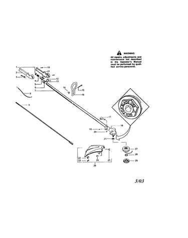 Driveshaft/handle/shield