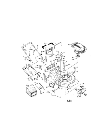 Engine/housing/handle/bag