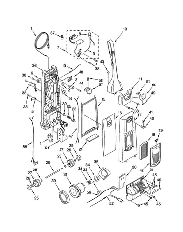 Dust compartment and motor