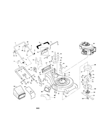 Engine/housing/handle/bag