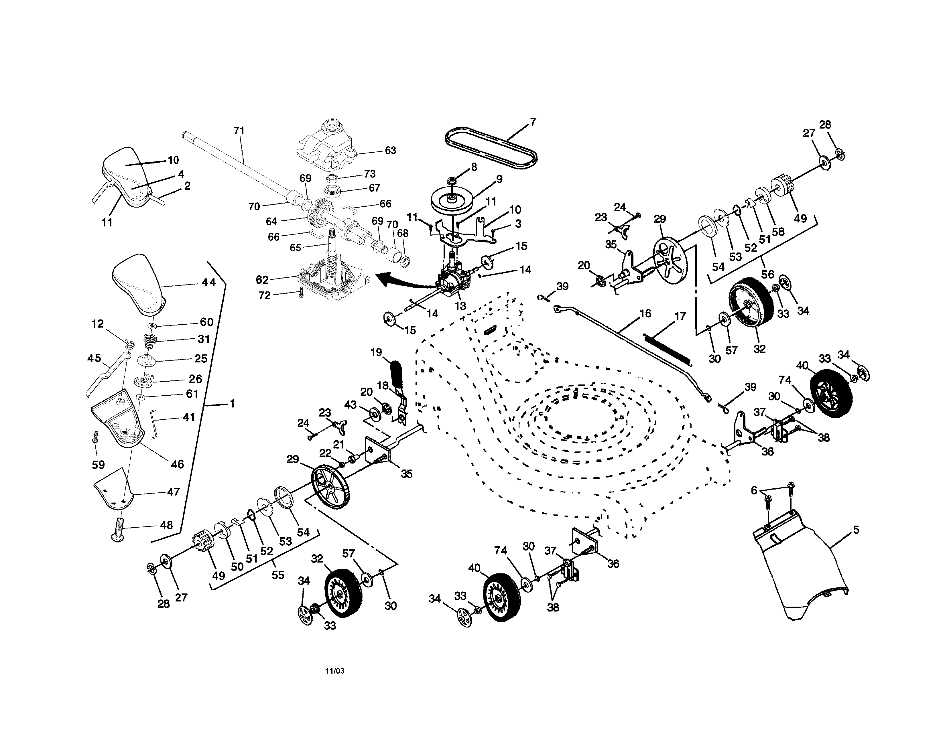 Wheels/tires/v-belt/drive control