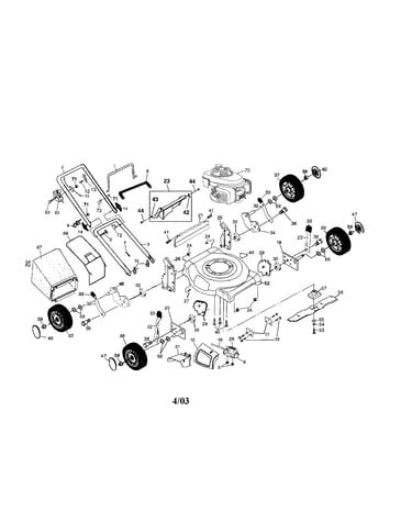 Engine/housing/handle/wheels/bag