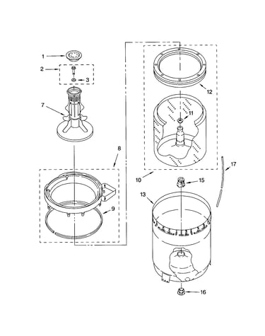 Agitator, basket and tub