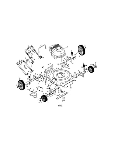 Engine/handle/housing/wheels