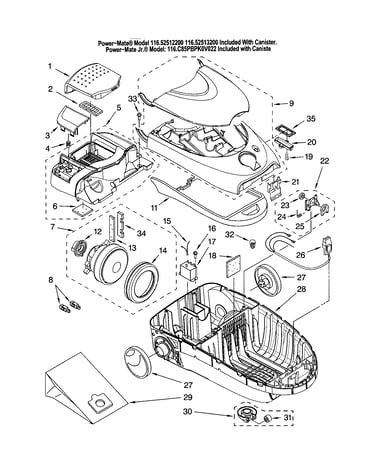 Canopy/motor, fan