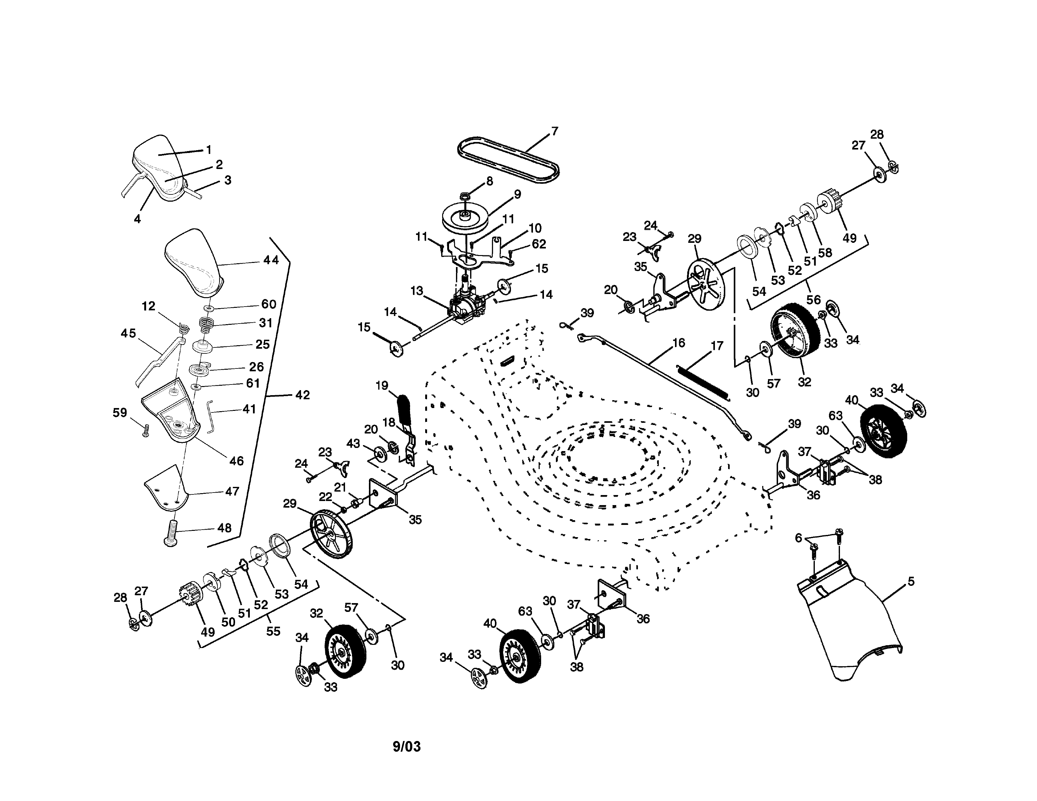 Wheels/tires/v-belt