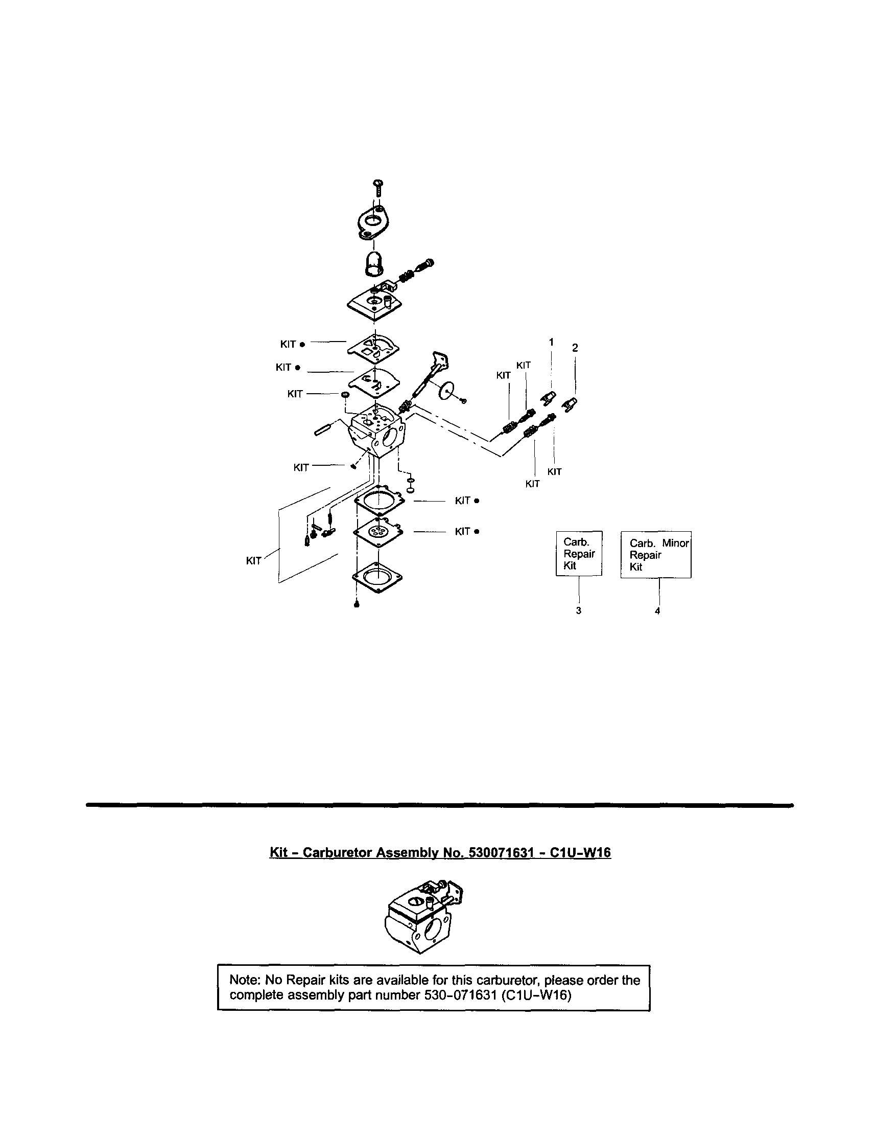 Carburetor #530071546-c1u-x785