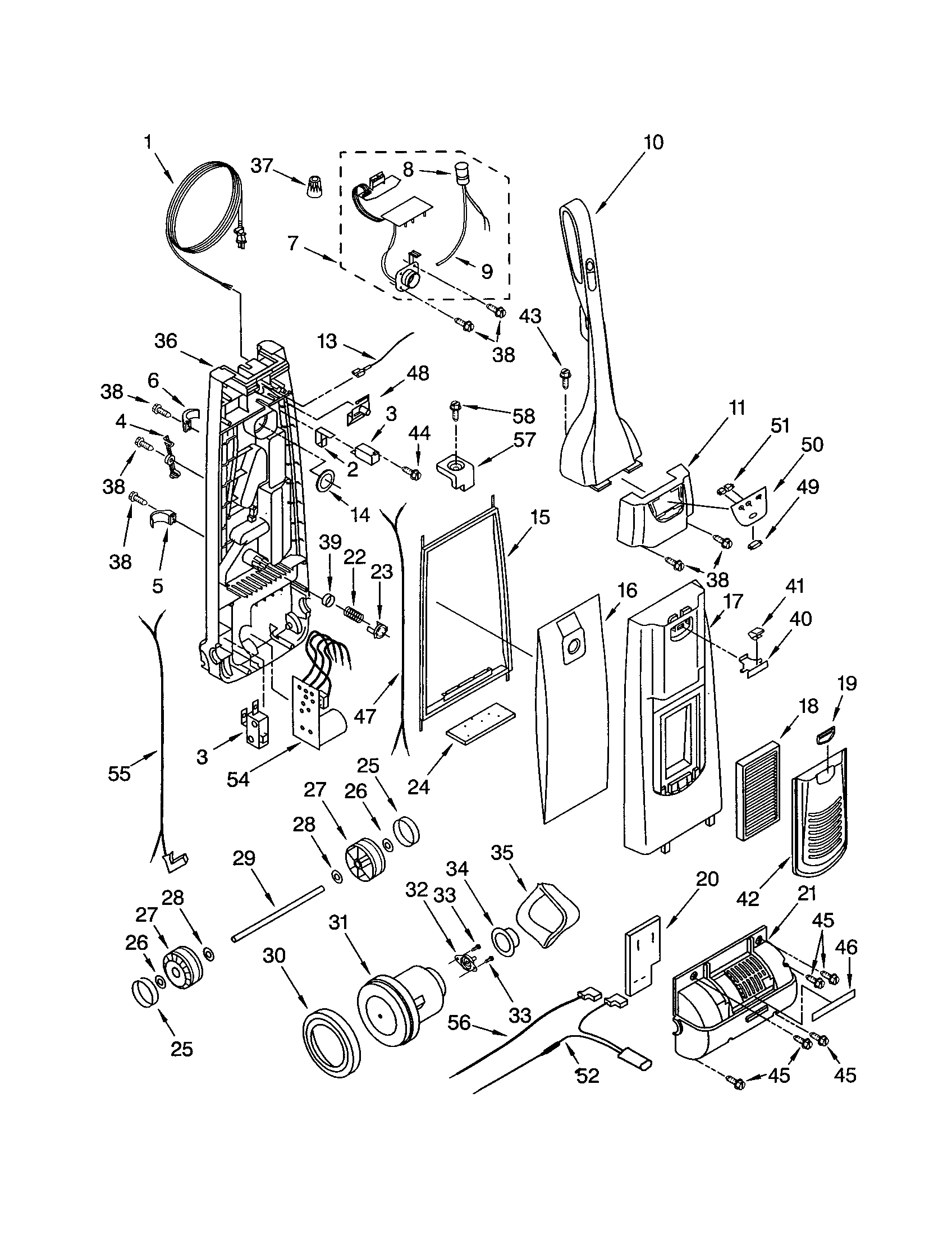 DUST COMPARTMENT AND MOTOR