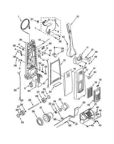 Dust compartment and motor