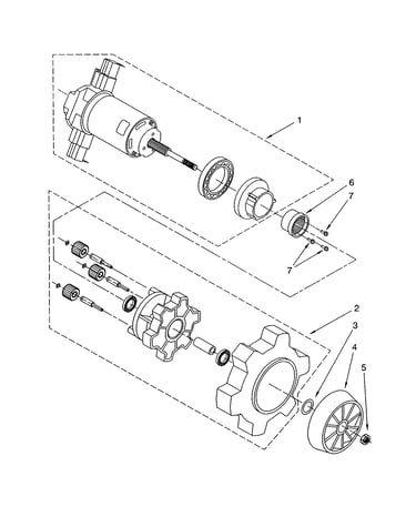 Agitator motor and gear assembly