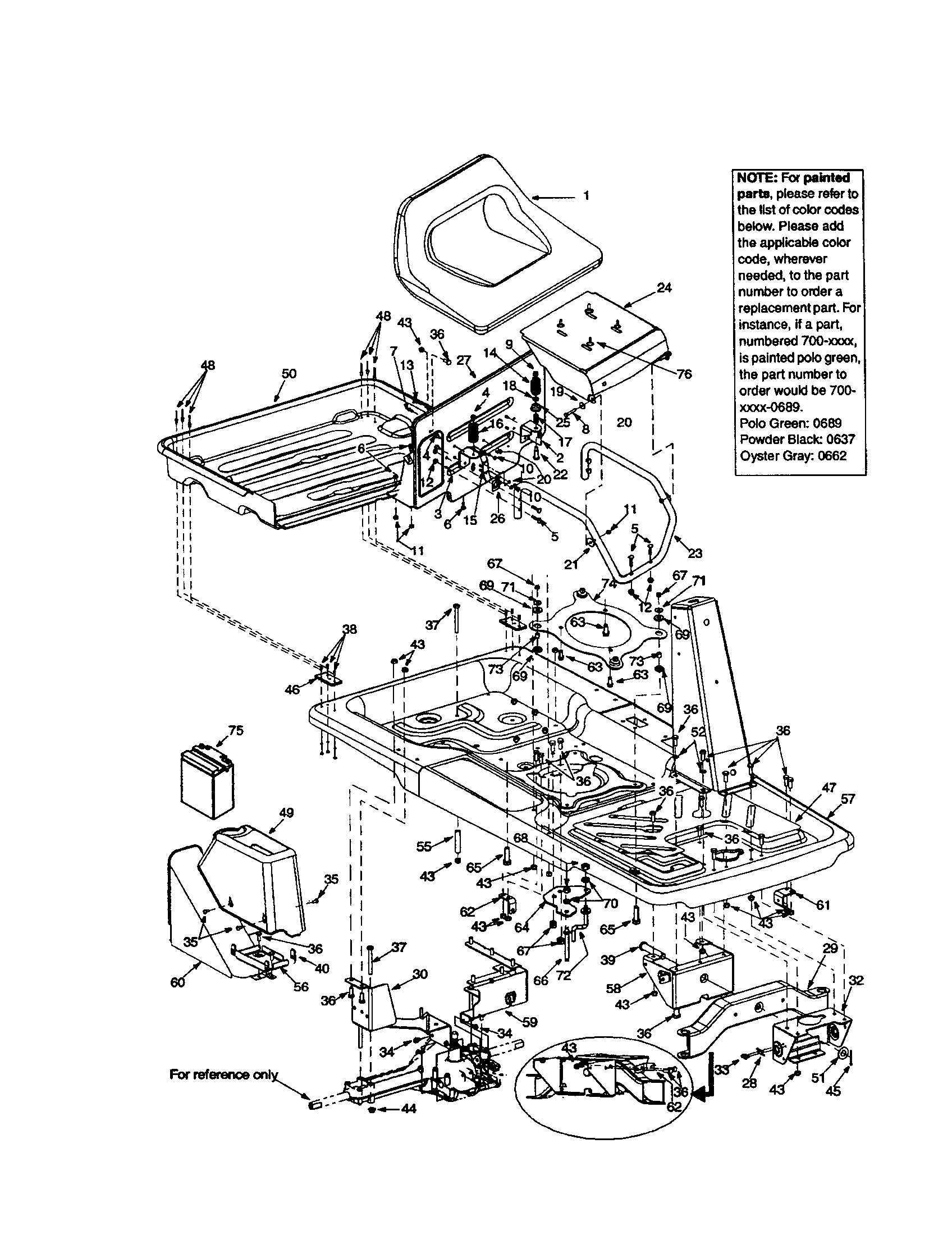 SEAT/BAG TRAY/BATTERY COVER