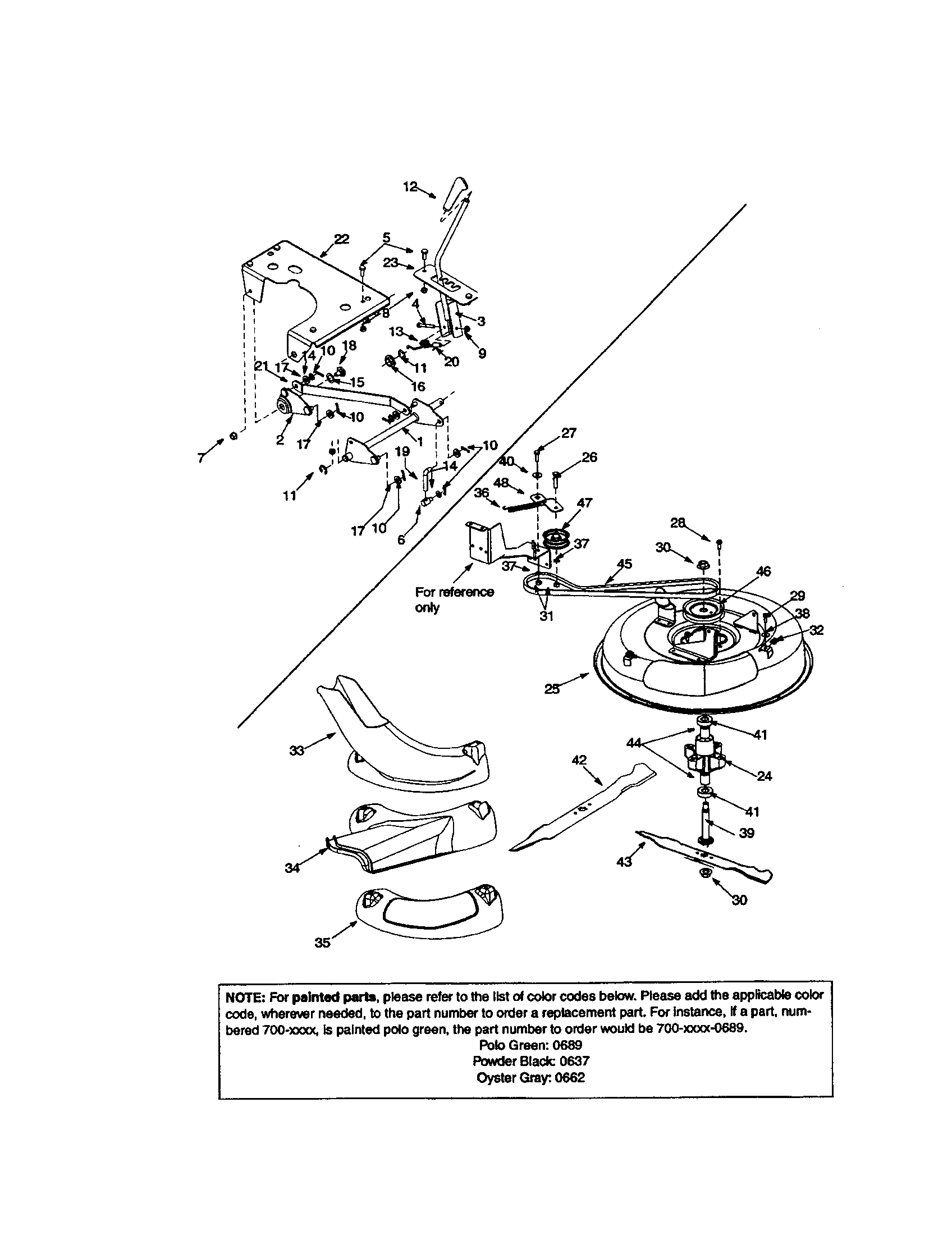 Blade/deck/bracket/upper lift