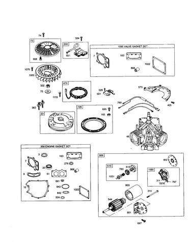 Short block/starter/gasket sets