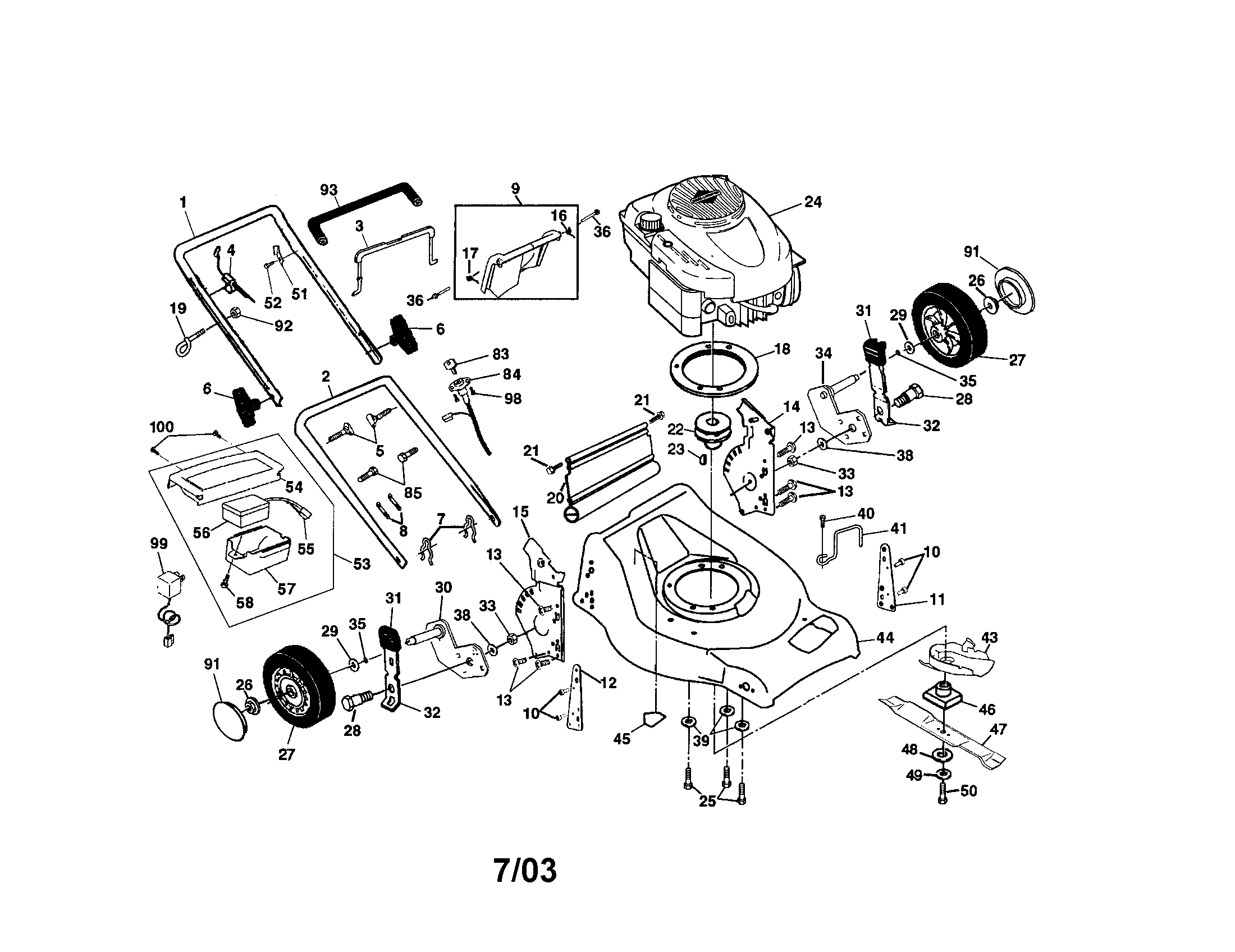 Engine/housing/handle
