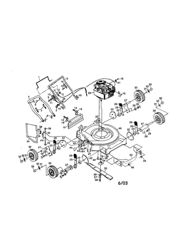 Engine/housing/handle/wheels