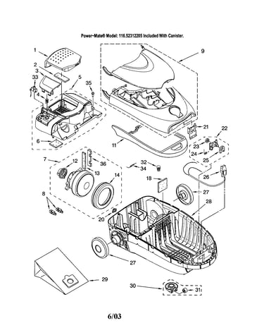 Base/canopy/motor, fan