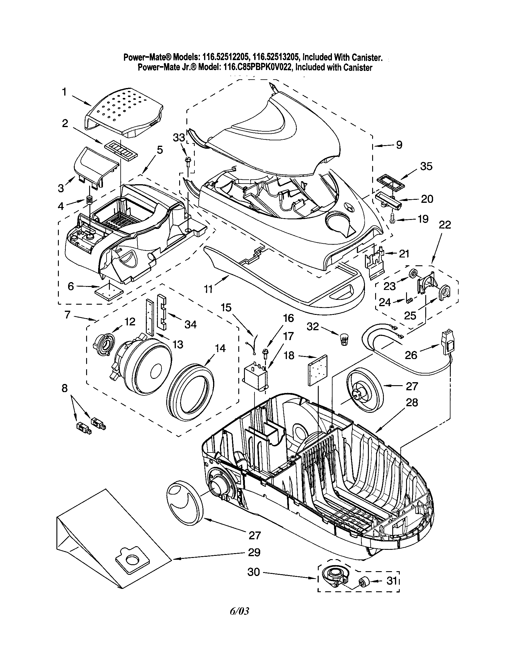 Base/canopy/motor, fan