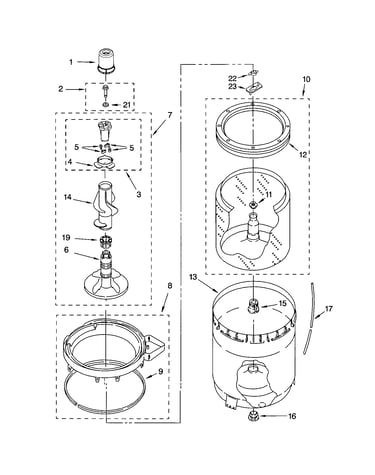 Agiator, basket and tub