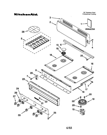 Cooktop, burner and grate