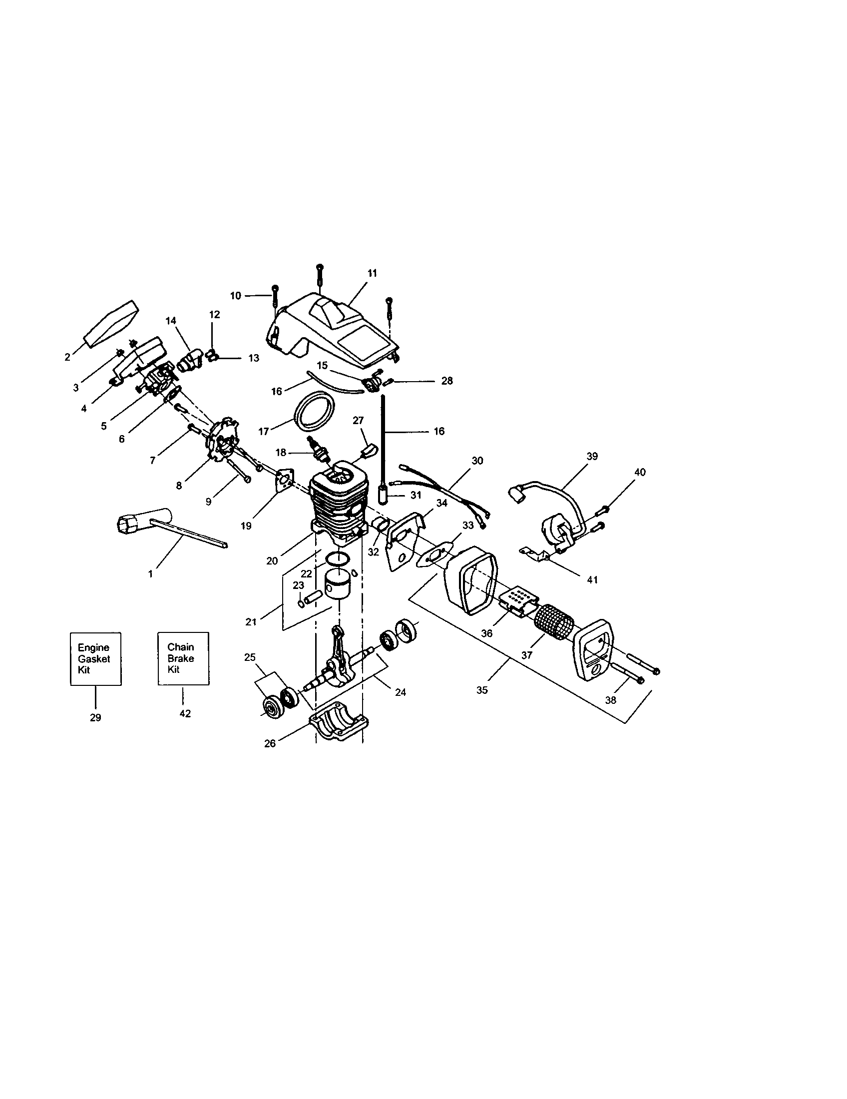 Cylinder/cylinder shield/crankshaft