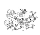 Poulan PP835 engine/handle/housing/wheels/bag diagram