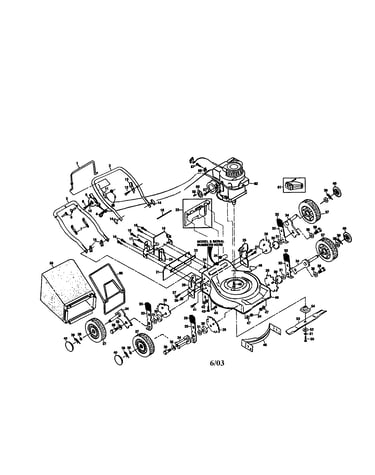Engine/handle/housing/wheels/bag