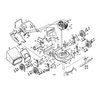 Poulan PP835C engine/handle/housing/wheels/bag diagram