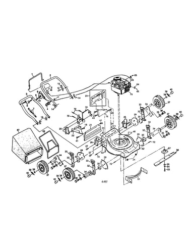 Engine/handle/housing/wheels/bag