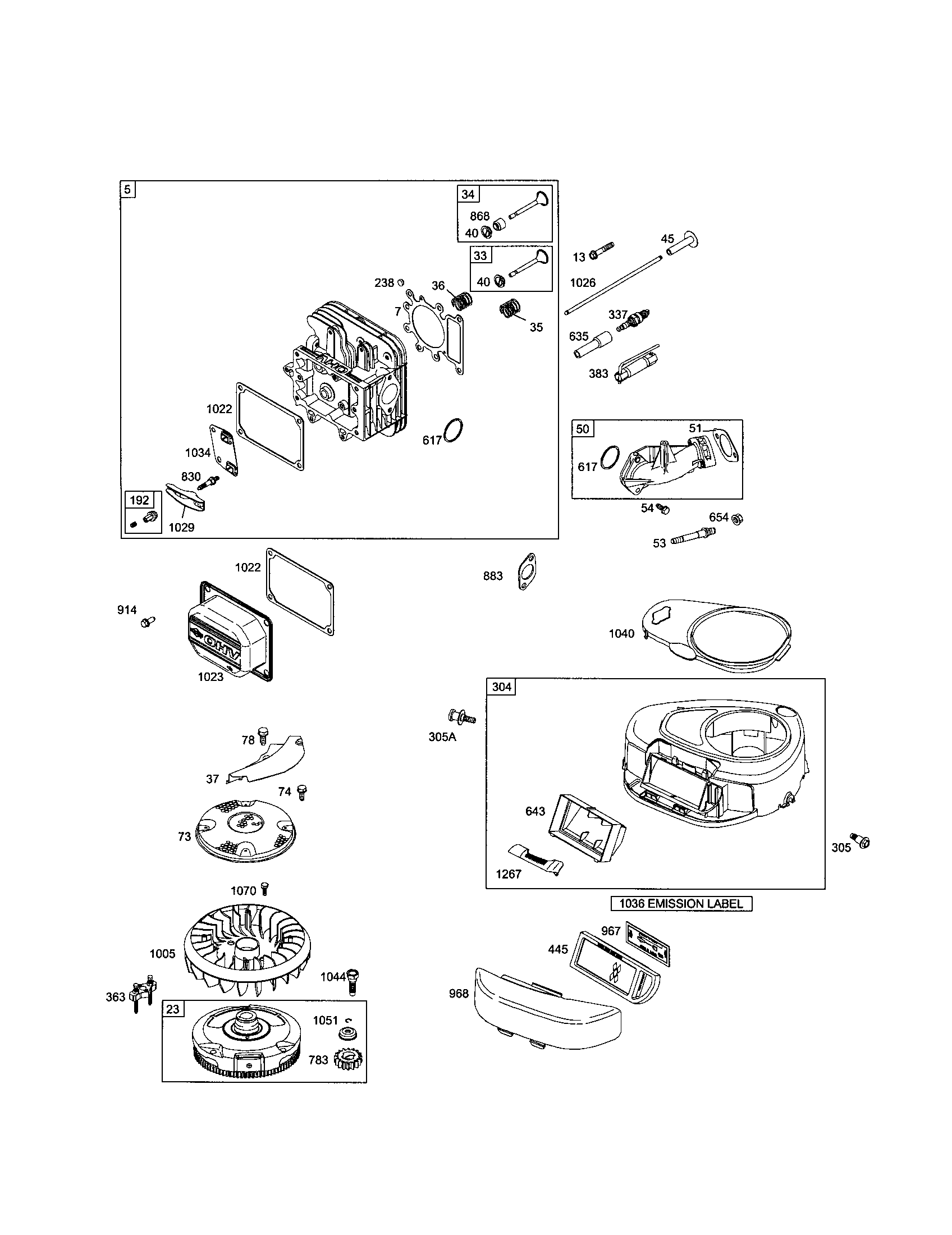 Head-cylinder/fan flywheel