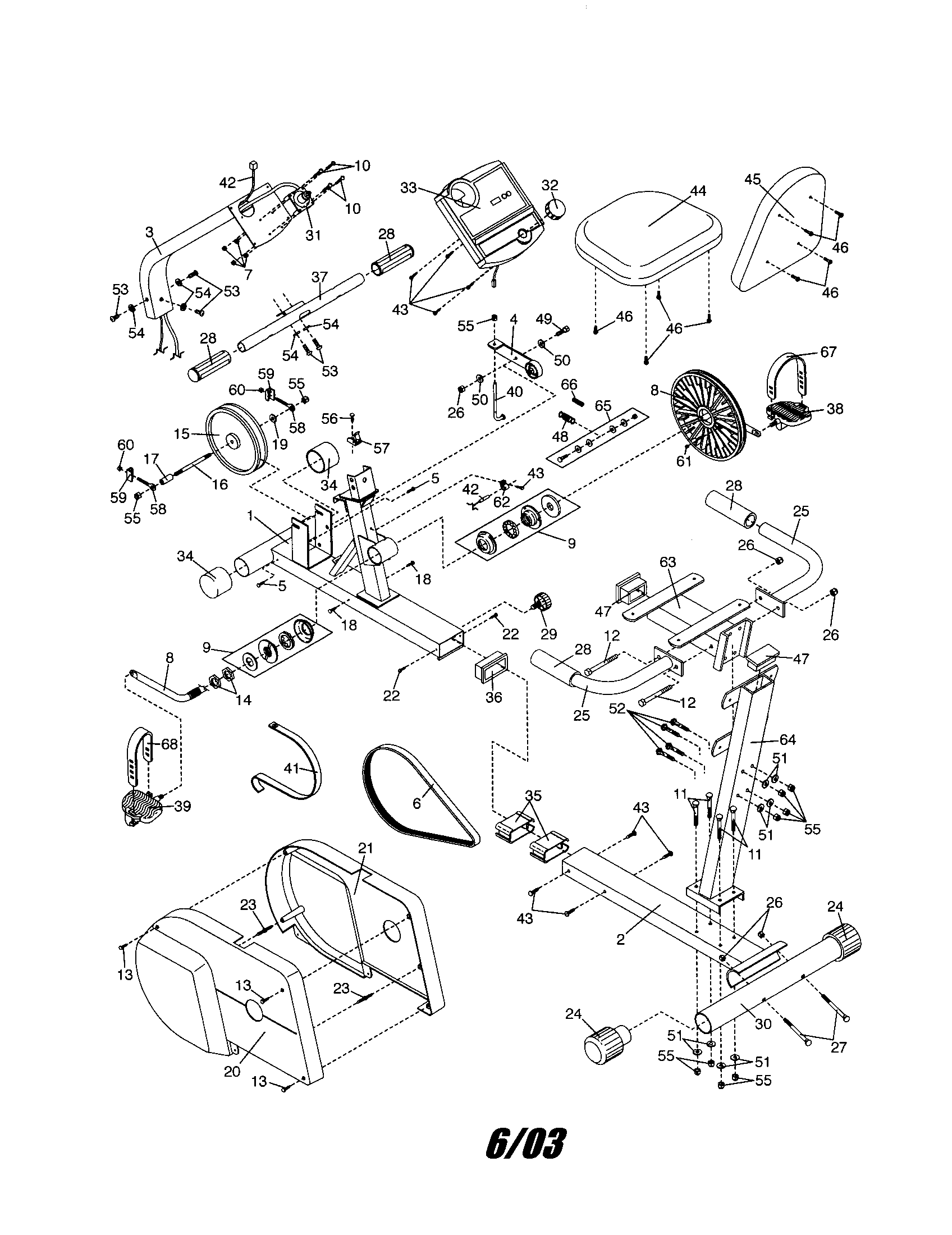 Frame/console/seat/belt