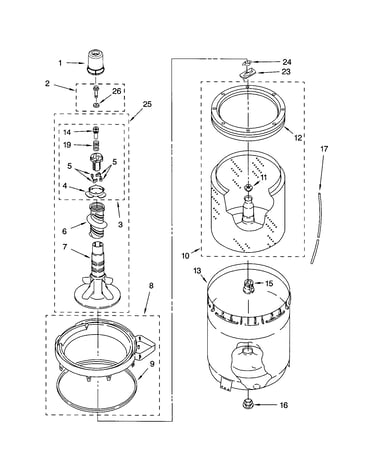 Agitator, basket and tub