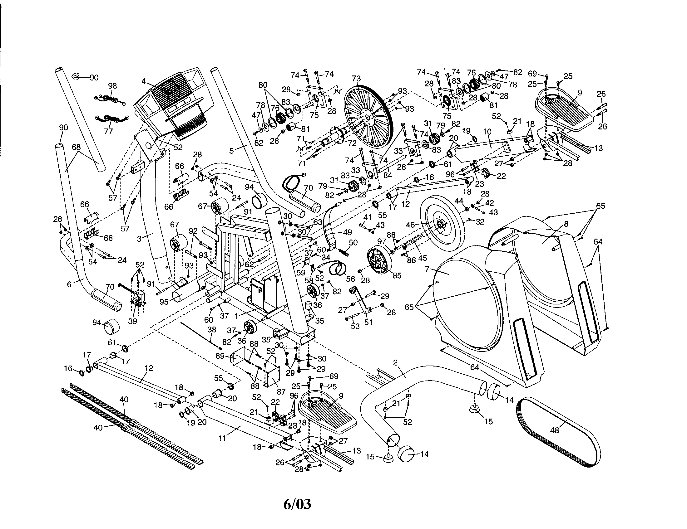 Frame/console/motor/pedal