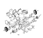Poulan PP751HI engine/housing/handle/wheels diagram