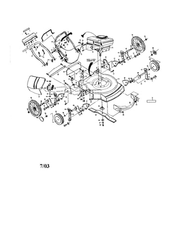 Engine/wheels housing/handle