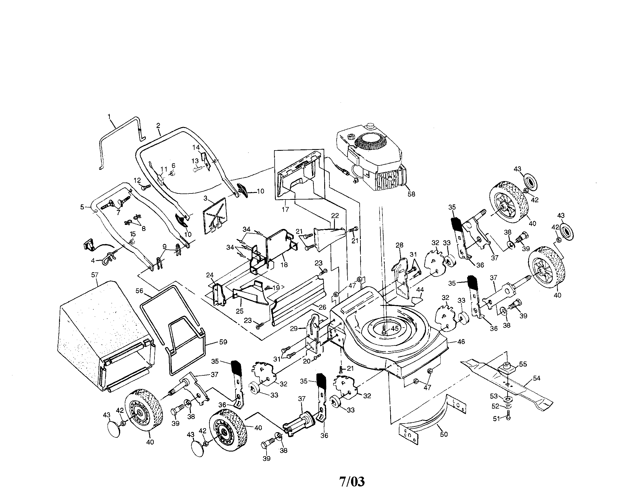 Engine/bag/handle/housing